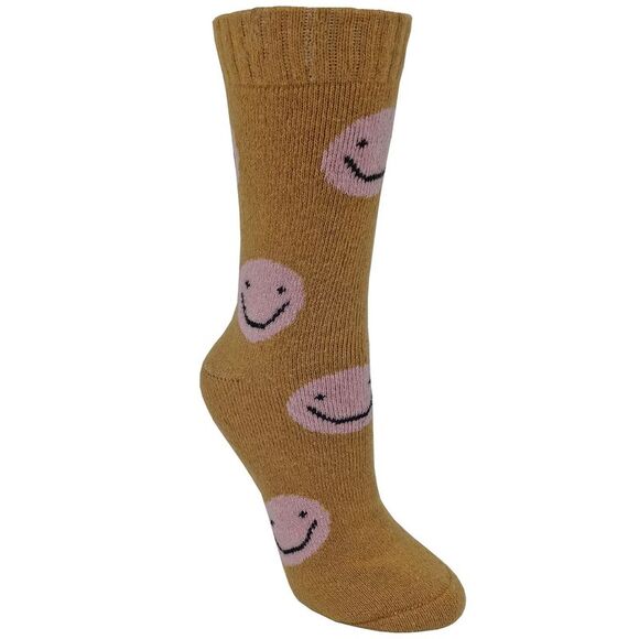 Womens 4-Pack Smiley Face Print Lambs Wool Crew Socks - Picture 5 of 5